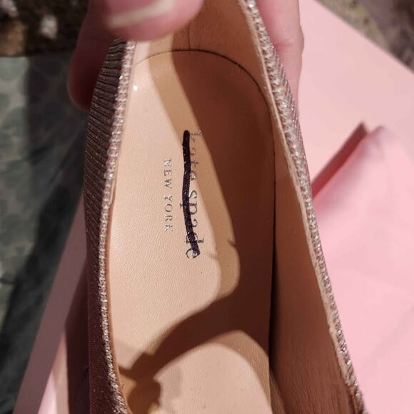 New in Box Kate Spade Mallory Pink / Rose Gold Metallic Mary Jane Flats Size 7 - Picture 6 of 9